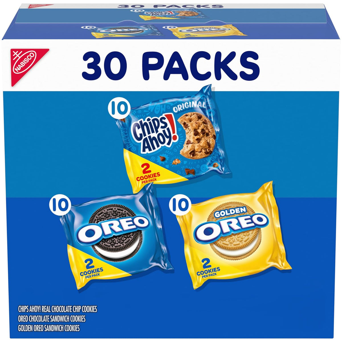 Nabisco Sweet Treats cookie variety pack with OREO, OREO Golden & CHIPS AHOY!, 30 snack packs