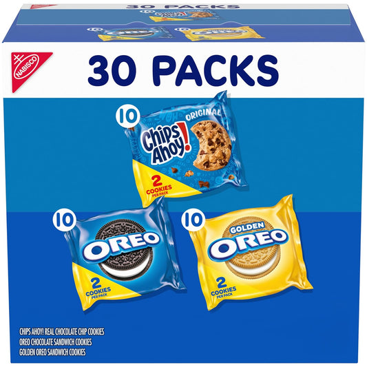 Nabisco Sweet Treats cookie variety pack with OREO, OREO Golden & CHIPS AHOY!, 30 snack packs
