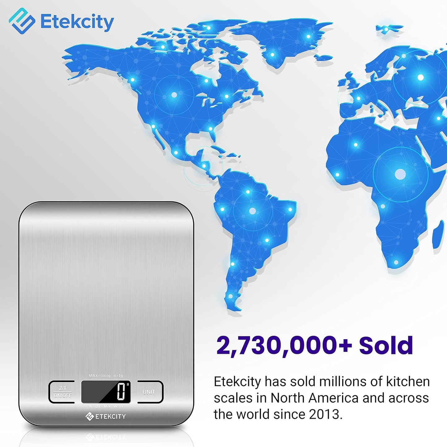 Etekcity Food Kitchen Scale, Digital Grams and Ounces, 11lb | Tare function, ideal for baking, weight loss, keto, meal prep, packages, liquids and jewelry, 304 Stainless Steel