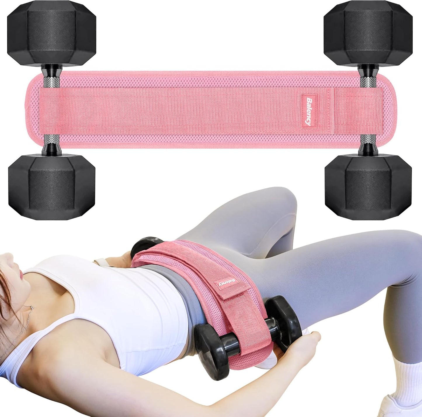Balency Hip Thrust Belt, Dumbbell and Kettlebell Compatible, Slip-Resistant Padding for Gym or Home Workouts