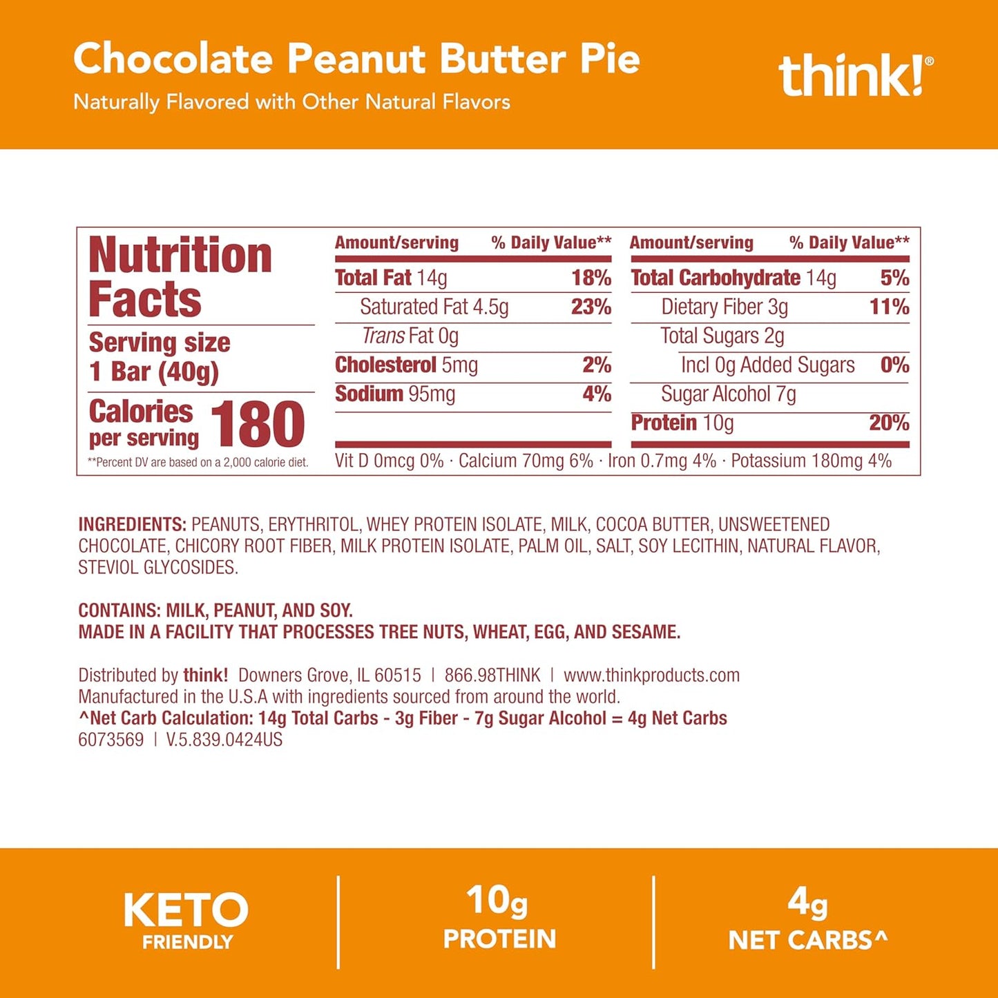 Delight Protein Bars, Chocolate Peanut Butter Pie, Low Sugar & Low Carb Gluten-Free Snack, Keto Friendly Snacks