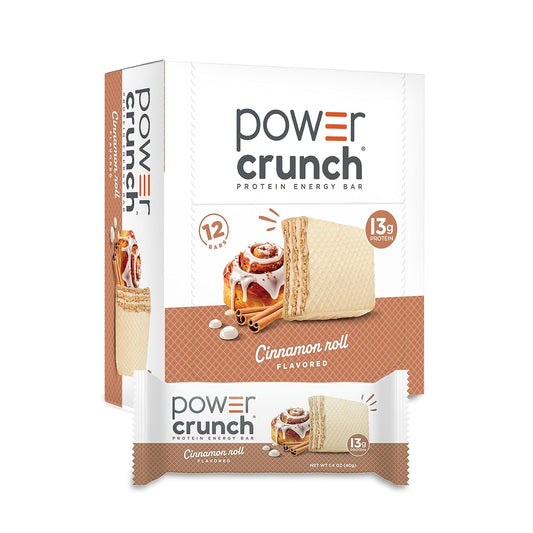 Power Crunch Protein Energy Wafer Bars, Cinnamon Roll, 1.4 Ounce, 12 Count
