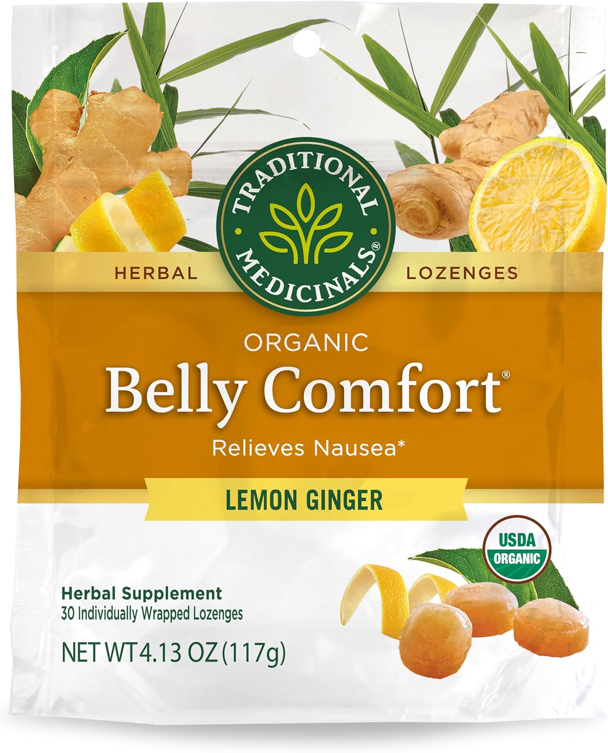 Traditional Medicinals Organic Belly Comfort Lozenges Lemon Ginger