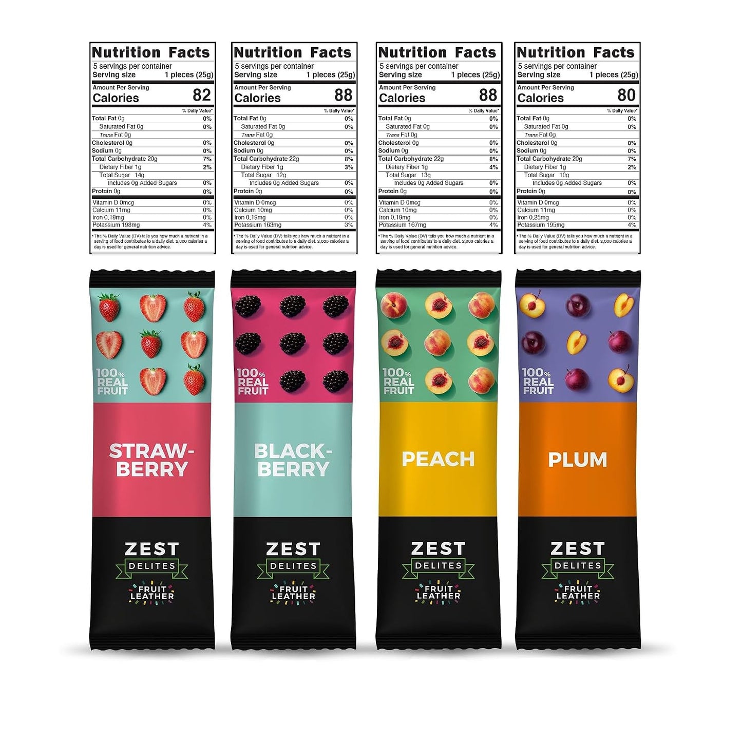 Fruit Snacks by Zest Delites, Apple-Based Strips, 36 Pieces, 0.88 oz Each