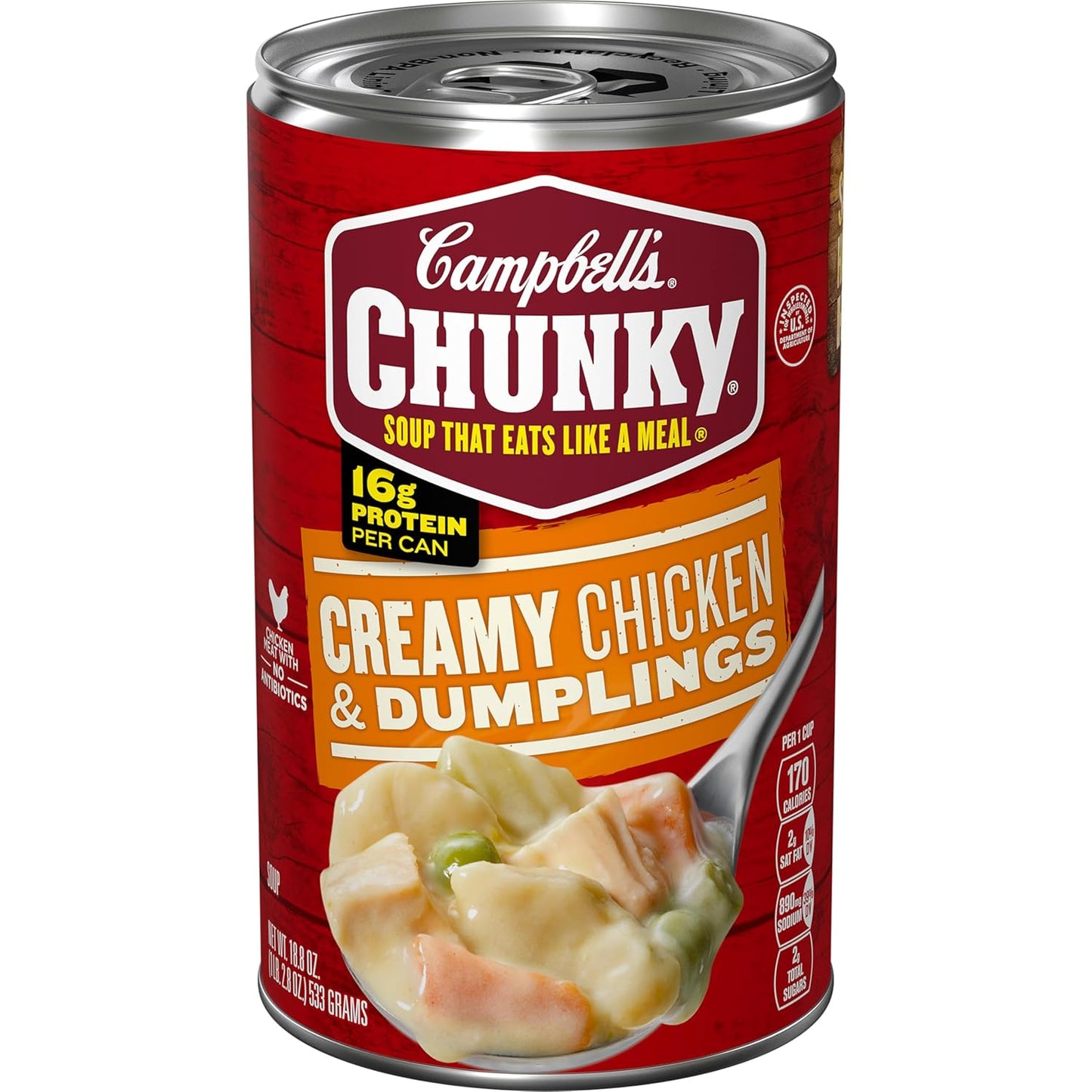 Campbell's Chunky Creamy Chicken and Dumplings Soup, 18.8 Oz Can, Protein Rich Comfort Food