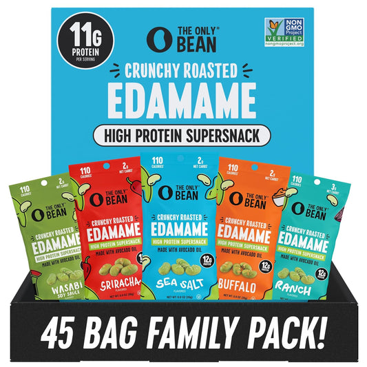High protein edamame bean snacks, low carb and gluten free, vegan and keto friendly
