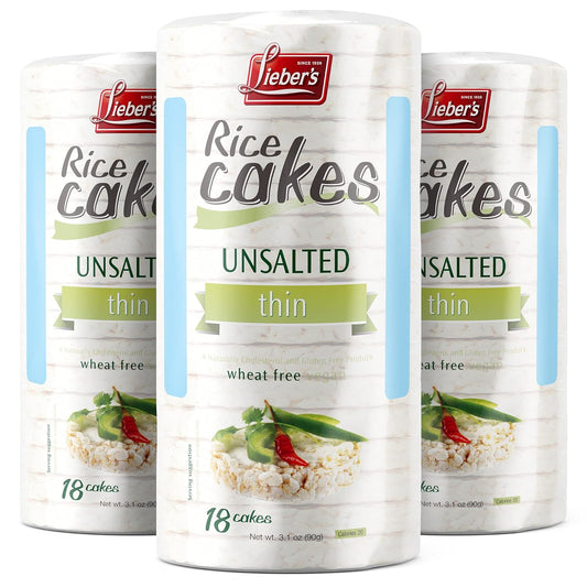 LIEBERS Rice Cakes, Kosher Certified Snack, Pack of 3, Unsalted