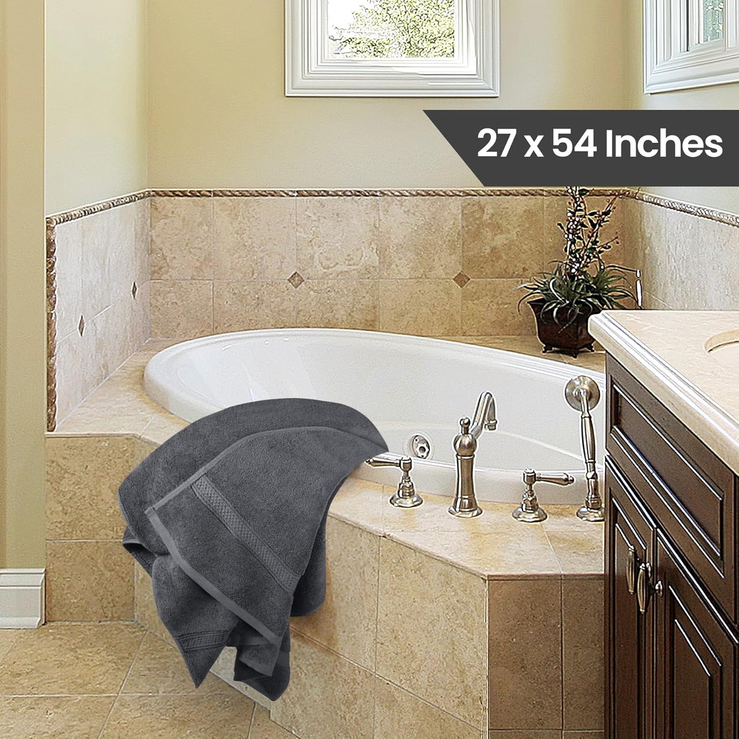 Utopia Towels 4 Pack Premium Bath Towels Set, 27 by 54 Inches, 100% Ring Spun Cotton 600GSM, Lightweight and Highly Absorbent Quick Drying Towels, Perfect for Daily Use, Grey