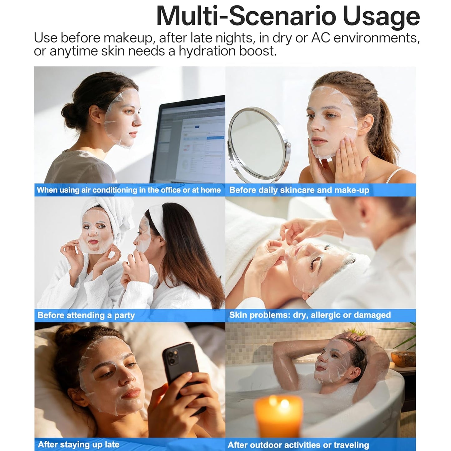 Collagen Face Mask with Hyaluronic Acid and Vitamin E Oil for Skin Care