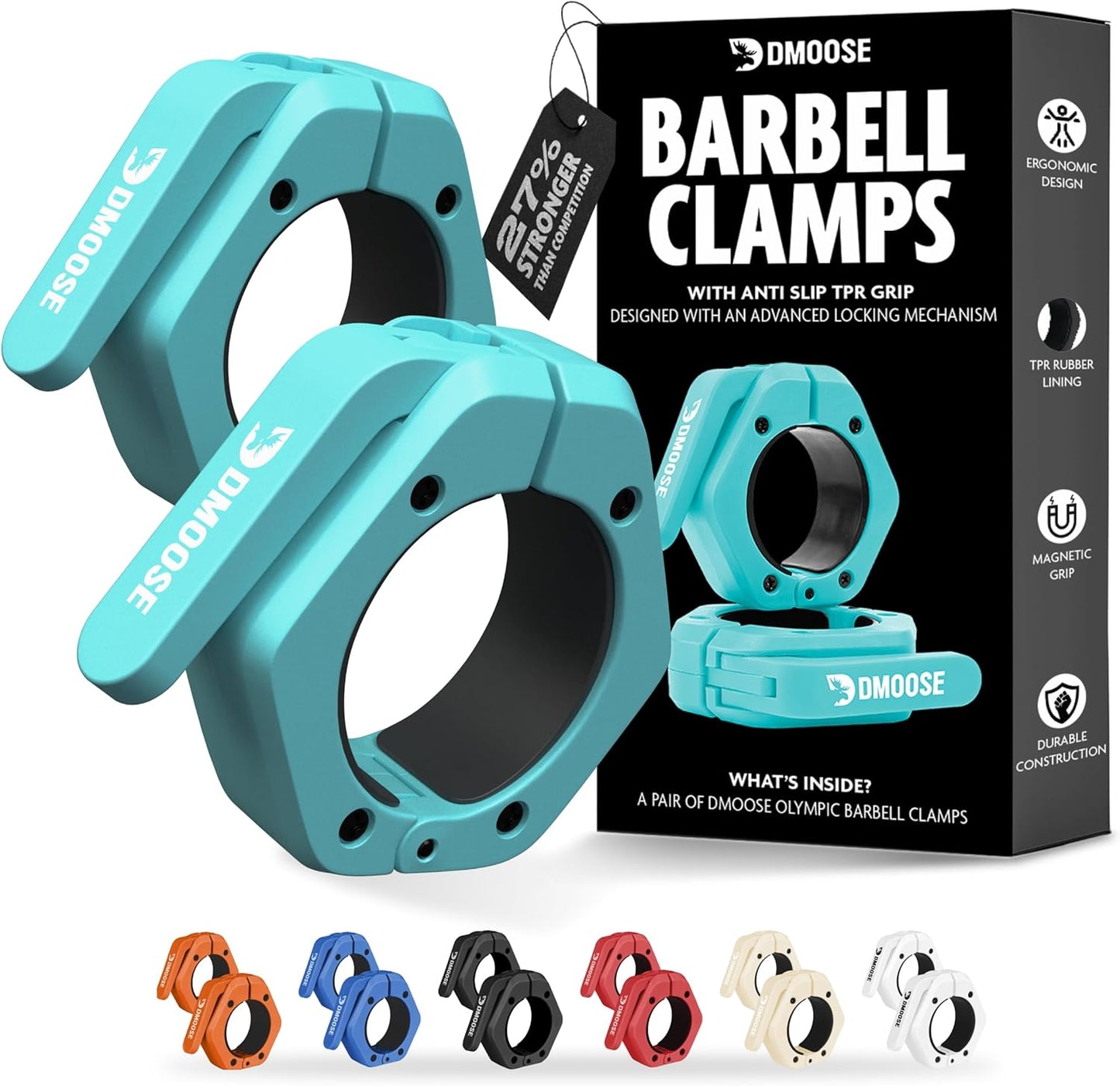 DMoose Fitness Barbell Clips 2 Inch - Quick Release Collars for Weightlifting