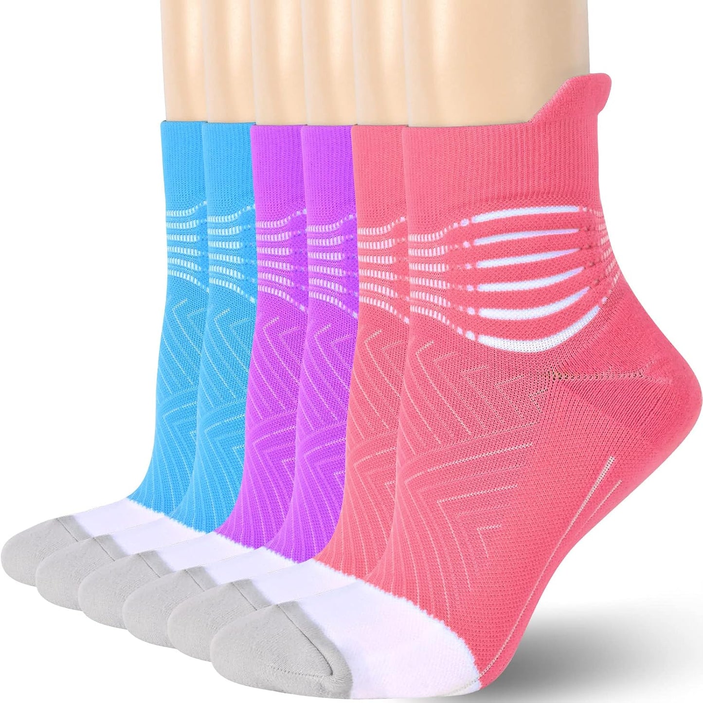 IRAMY Compression Ankle Support Socks Women - Wicking, Cushioned Athletic, Plantar Fasciitis Relief
