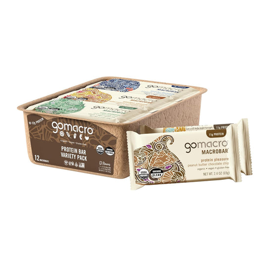 Organic Vegan Protein Bar Variety Pack 12 Count 2.3-2.4 Ounce Bars
