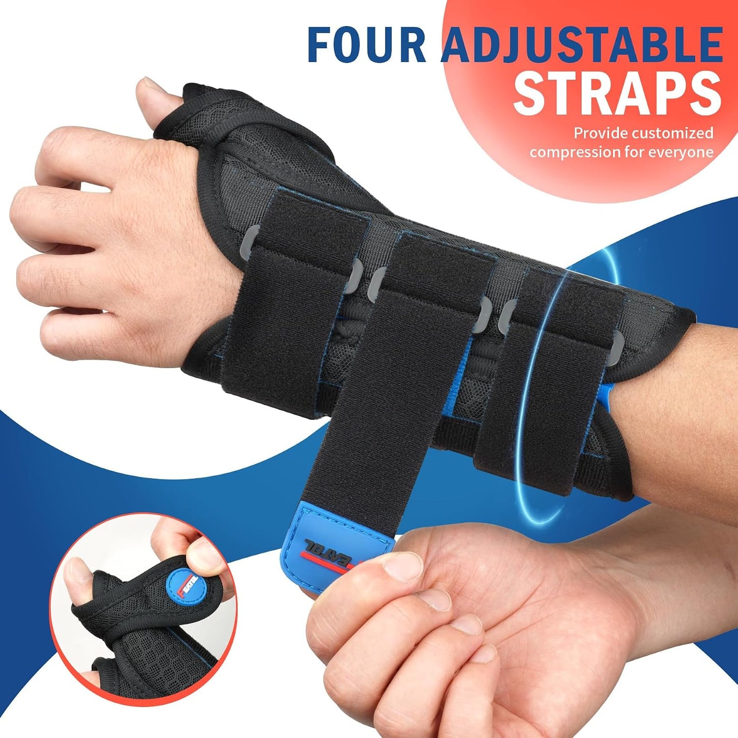 FEATOL Carpal Tunnel Wrist Brace Night Support for De Quervains Tenosynovitis and Tendonitis