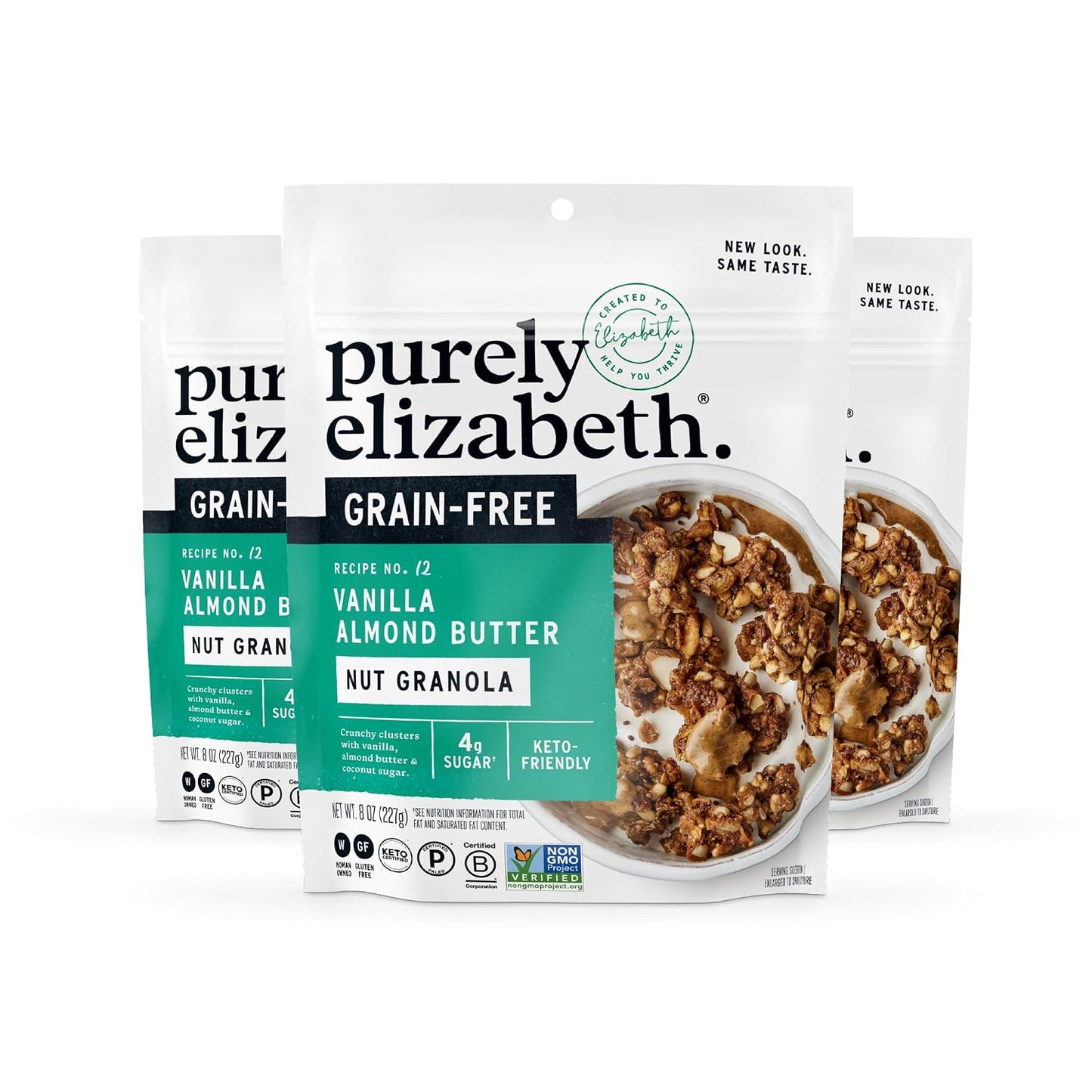 Purely Elizabeth Vanilla Almond Butter Keto Granola with MCT Oil 3 Ct 8oz Bags