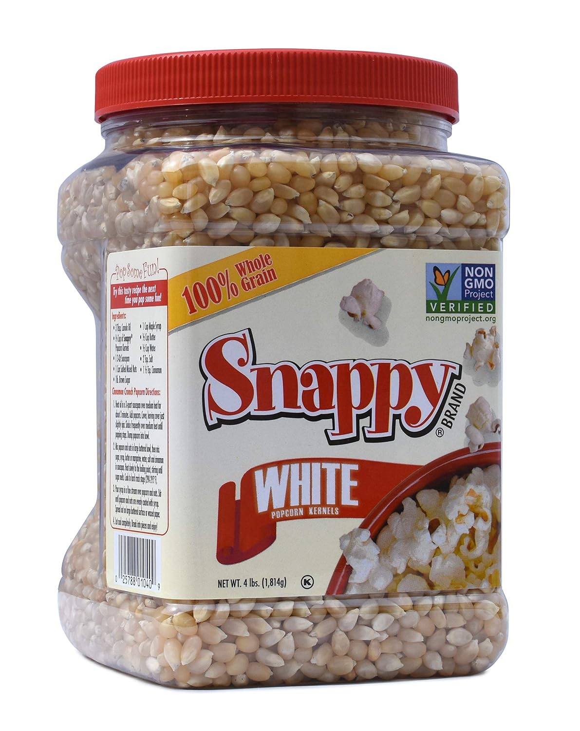 Snappy White Popcorn, 4 Pounds, Kernels, Non-GMO, Gluten Free, High Fiber Snack
