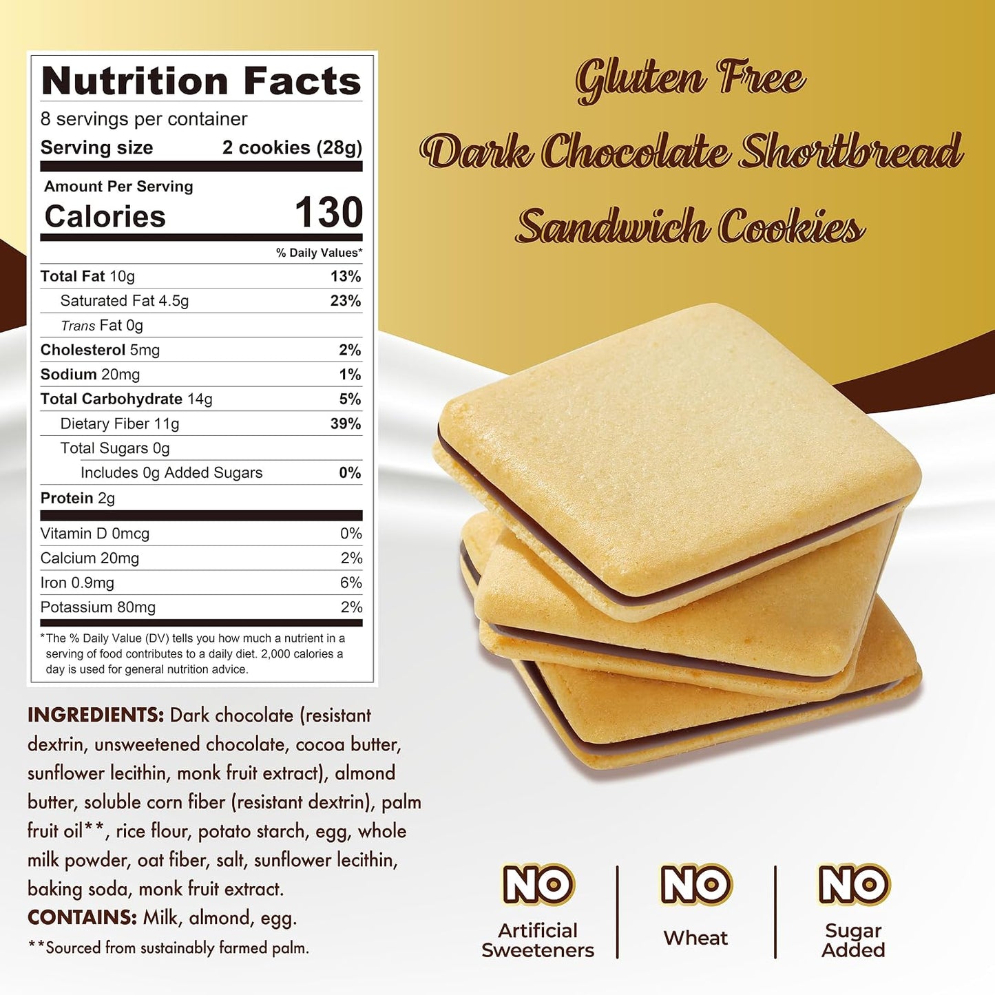 ChocZero Dark Chocolate Jolies Cookies, Sugar Free Chocolate Filled Cookies, Gluten Free, Keto, Low Carb, High Fiber, 8 oz Box