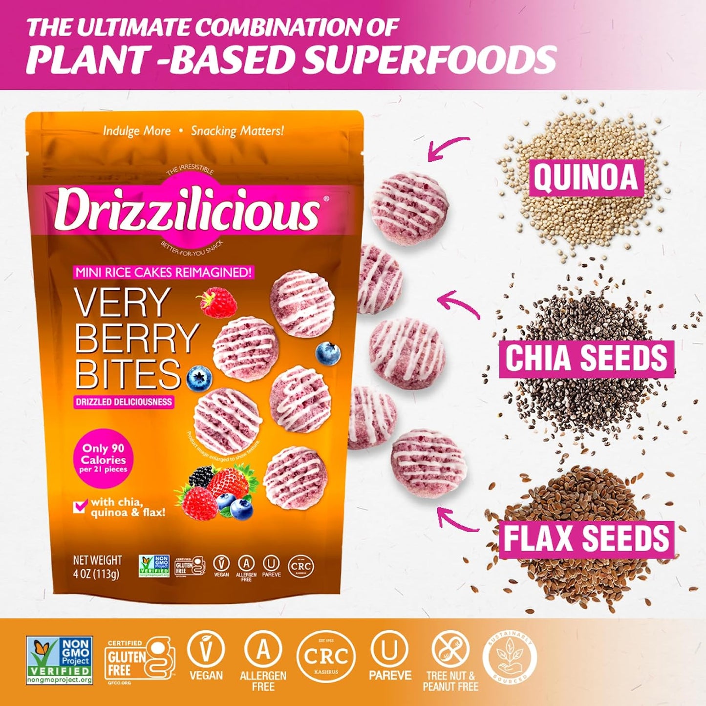 Mini Very Berry Rice Cakes, 4 oz, Pack of 2, Gluten Free, Vegan, Allergen Free
