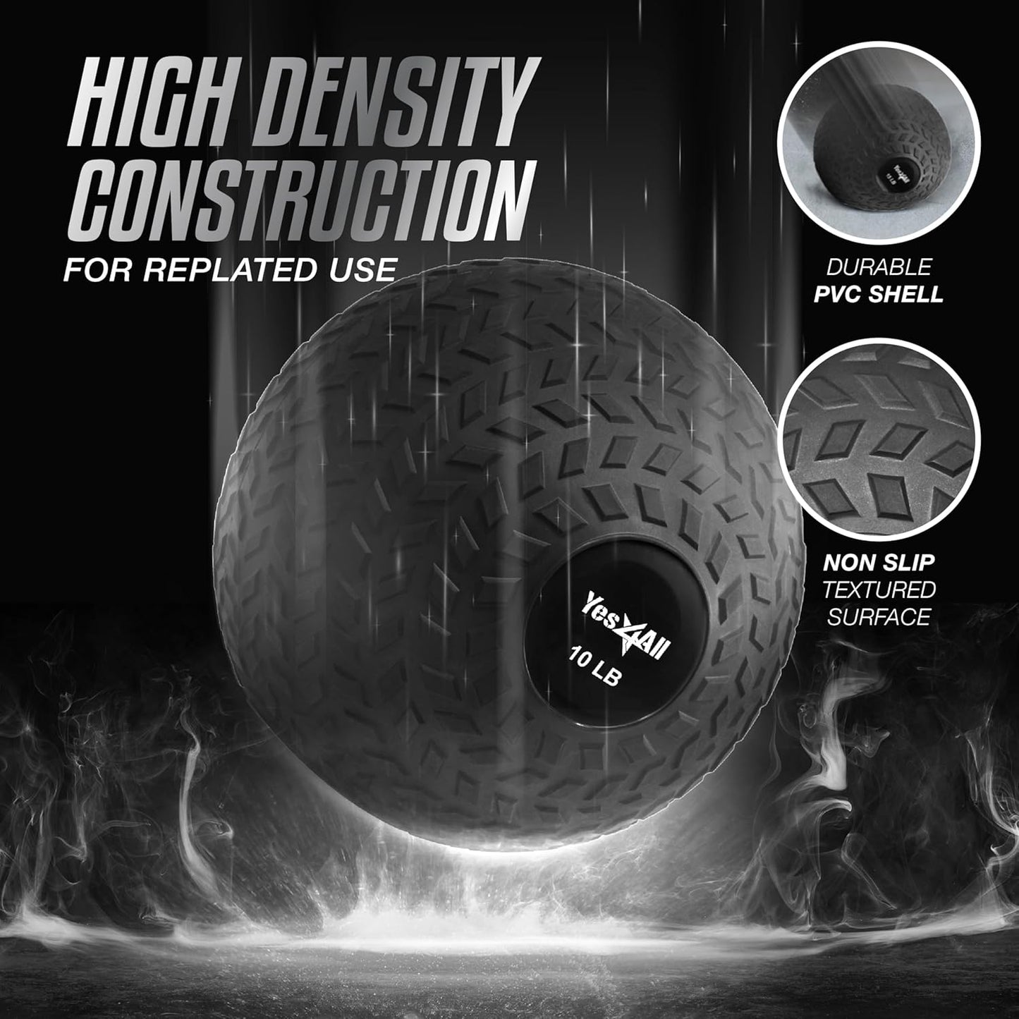 Yes4All Weighted Slam Balls - Durable PVC Sand-Filled Workout Balls 10-40 lbs