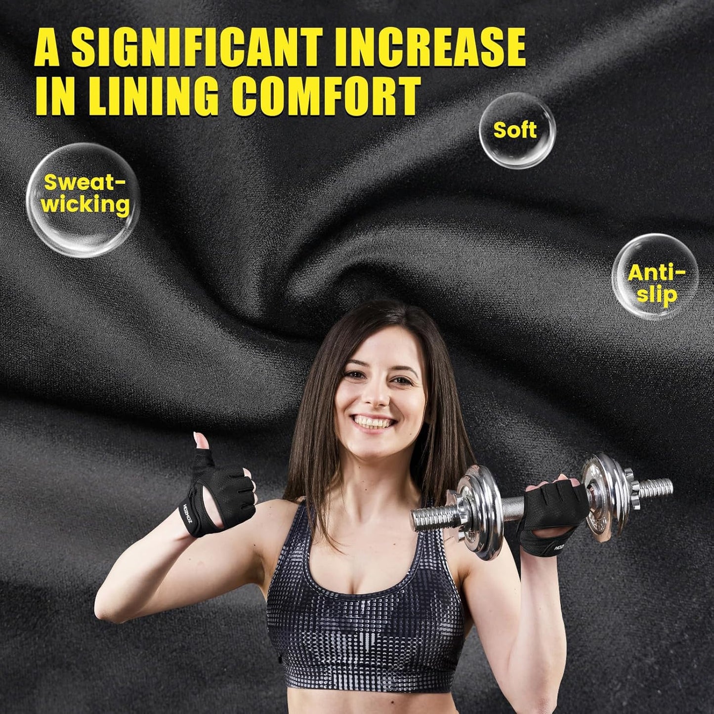 HOZMOZ Ventilated Workout Gloves w/ Full Palm Protection