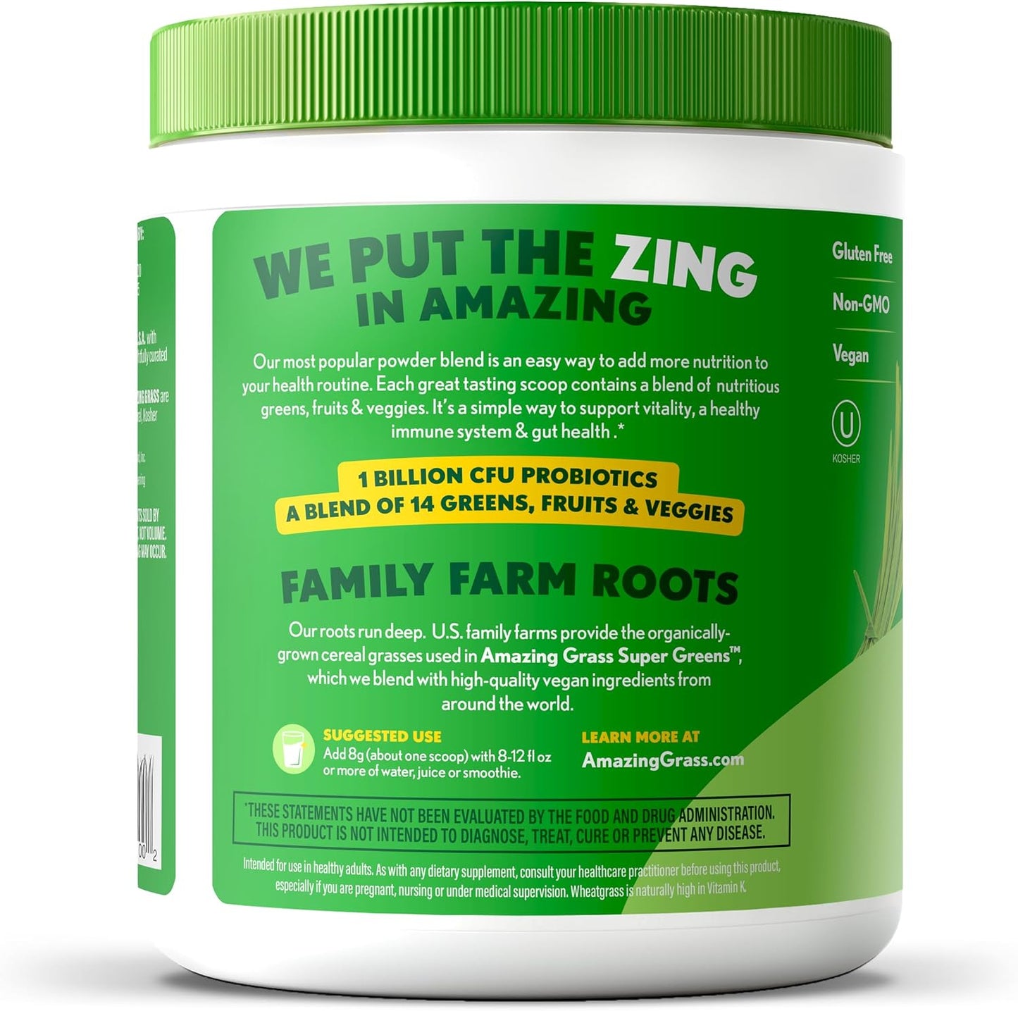 Amazing Grass Super Greens Powder, Organic, Greens Superfood Powder, Smoothie Supplements, Supports Digestion, Probiotics, Spirulina, Beet Root, Original, 30 Servings, 8.5 Ounce (Packaging May Vary)