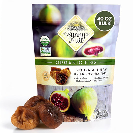 Sunny Fruit Soft Organic Turkish Dried Figs 2.5 Pound Bulk Bag