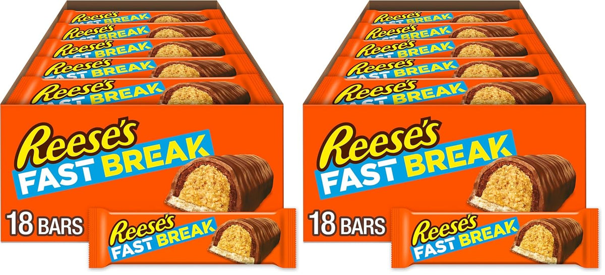 REESE'S FAST BREAK Peanut Butter Nougat Candy Bars, 1.8 oz (Pack of 18)