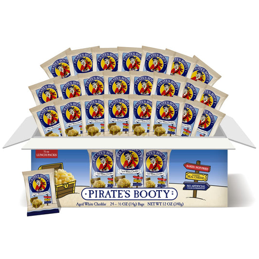 Pirate's Booty Aged White Cheddar Cheese Puffs, 24-count, 0.5oz, Gluten-Free Snacks
