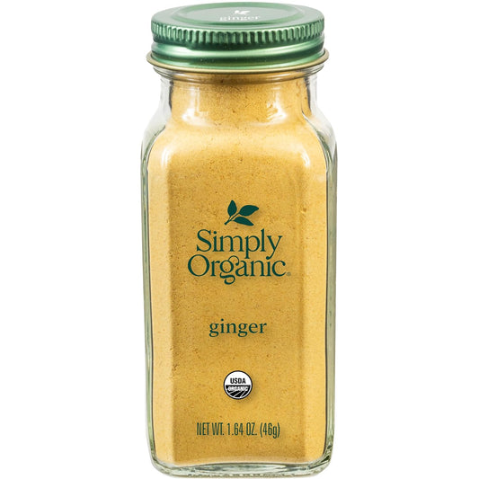 Simply Organic Ground Ginger Root, 1.64 Ounce, Non ETO, Non Irradiated, Non GMO, Versatile Spice for Sweet & Savory Dishes