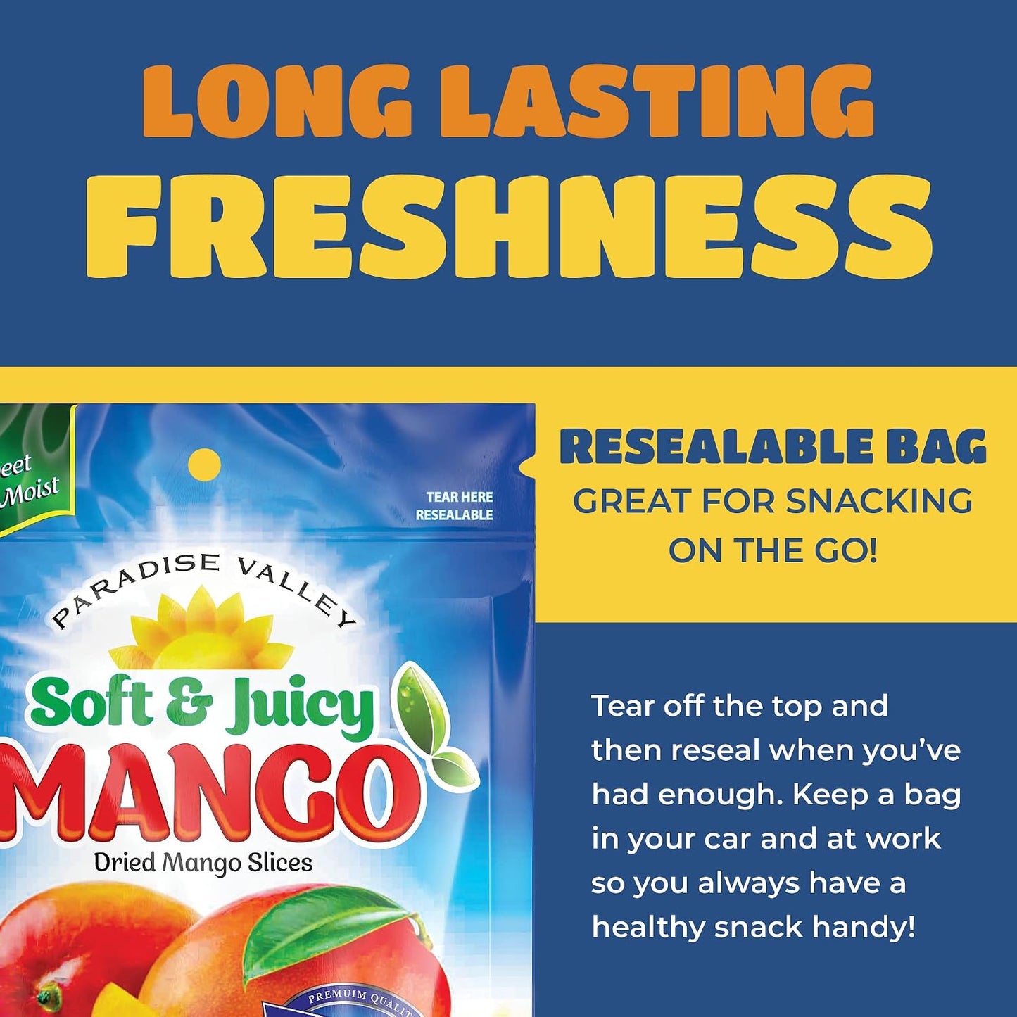 Dried Mango Slices - Soft & Juicy Low Sugar Added Dried Mango