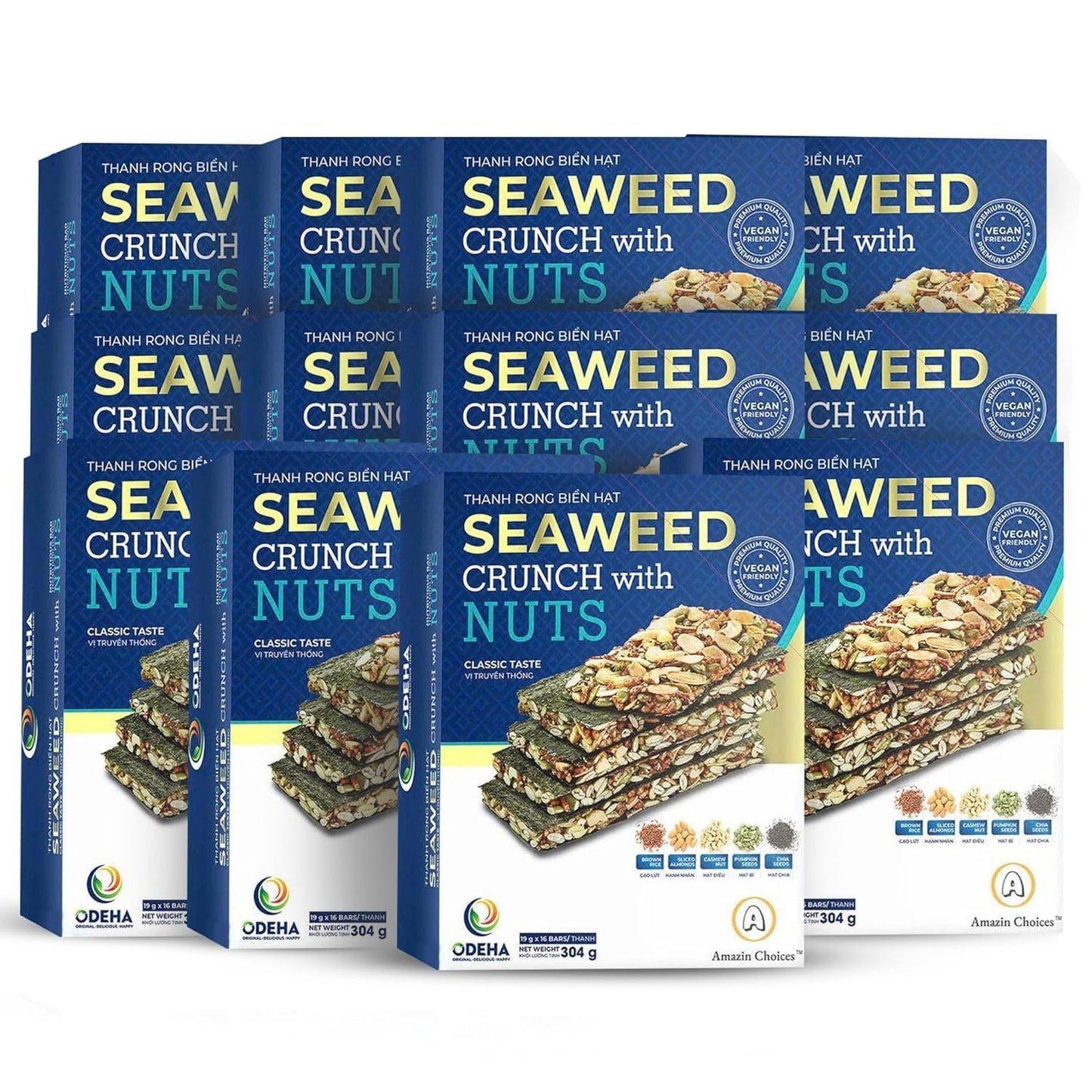 Vegan seaweed snack bars with nuts and seeds, baked without oils, crispy and flavorful