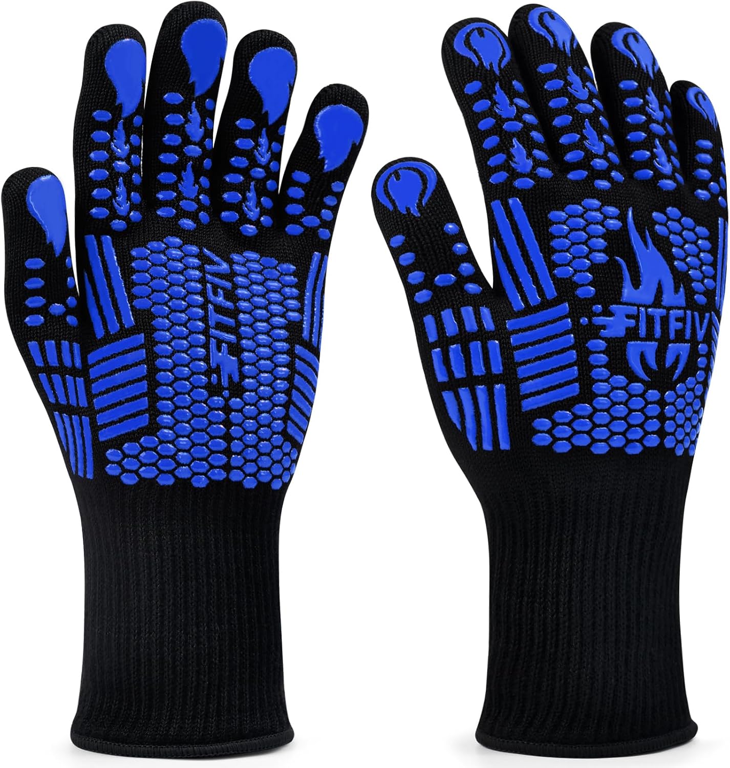 BBQ Gloves, Oven Gloves, 1472°F Extreme Heat Resistant Barbecue Gloves, Silicone Non-Slip Oven Mitts, Kitchen for Cooking, Grilling, and Baking