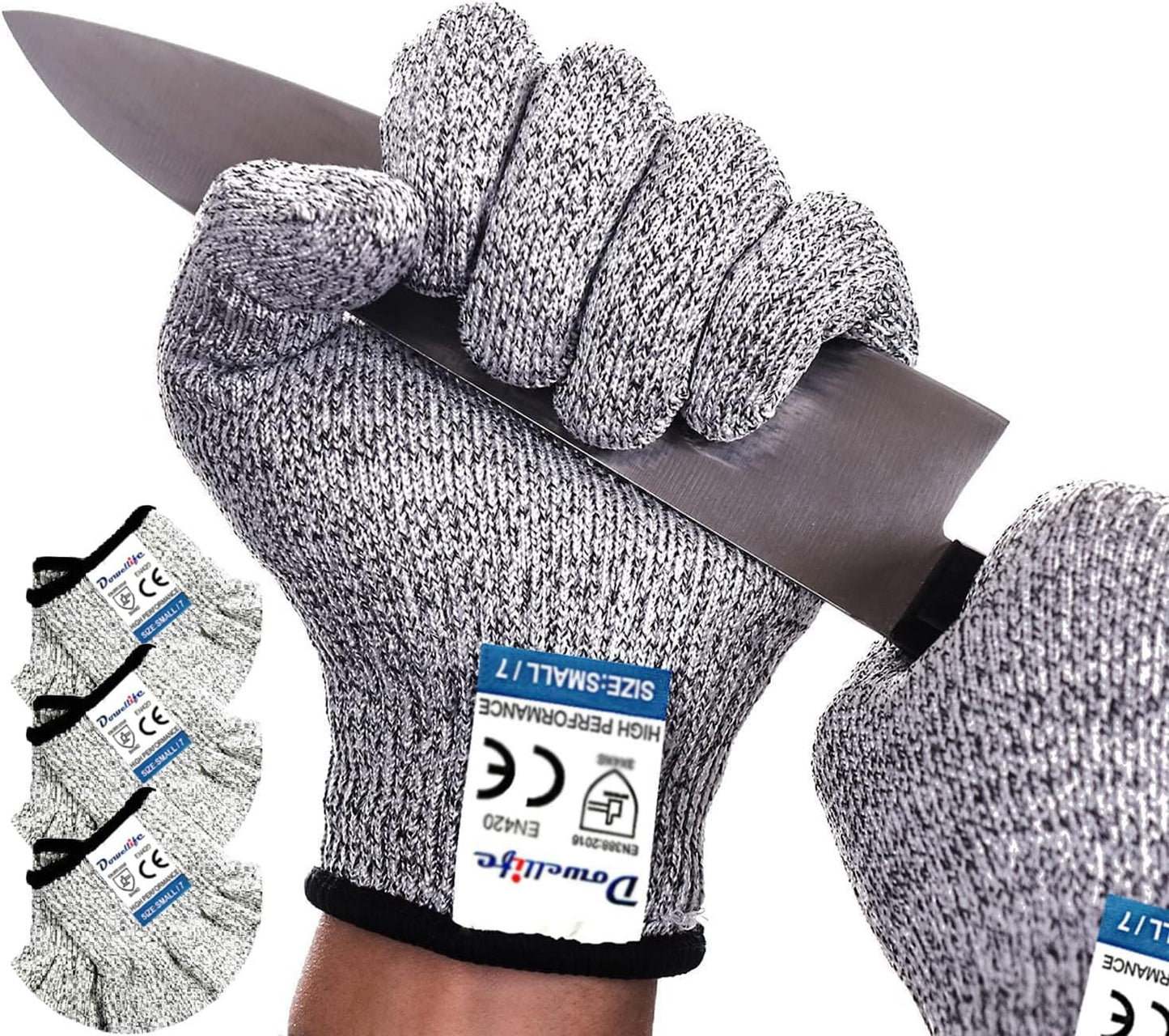 Dowellife Cut Resistant Gloves Food Grade Level 5 Protection, Safety Kitchen Cut Gloves for Chef Oyster Shucking Mandolin Knife Butcher Meat Cutting