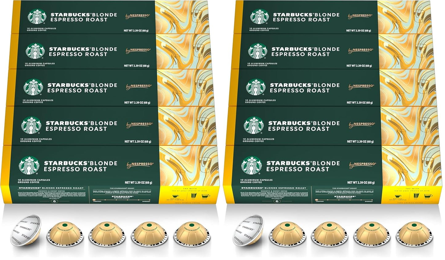 Starbucks Iced Blond Roast Coffee Pods for Nespresso Vertuo Machines, 32-count