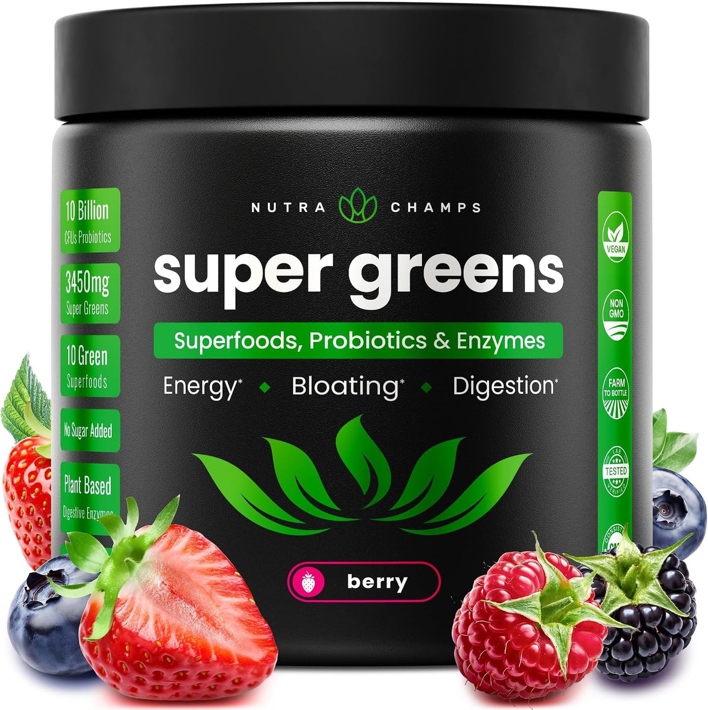 SuperGreens Powder, Organic Superfoods for Energy and Digestion