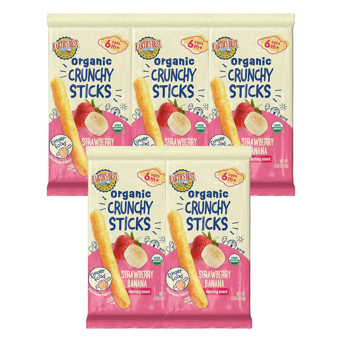 Earth's Best Organic Baby Food Teething Snacks for Babies 6 Months and Older