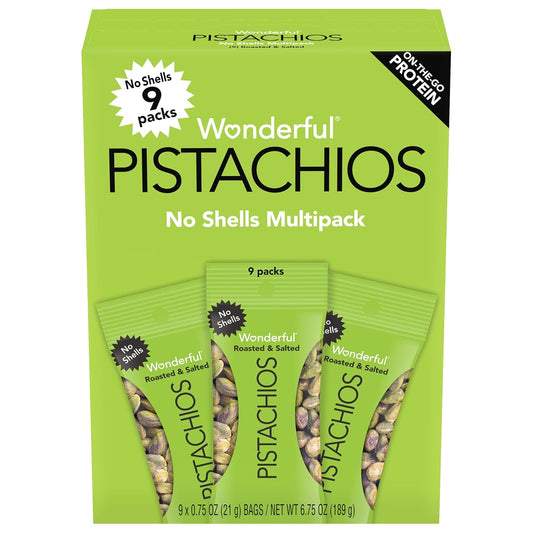 Roasted & Salted Pistachios, 0.75 Ounce Bags, Pack of 9, Gluten Free, Individually Wrapped