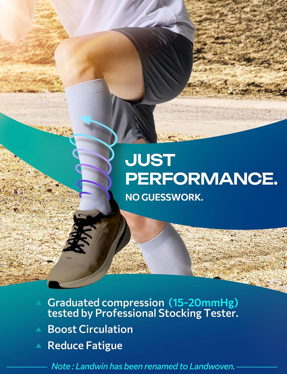 Knee Length Compression Socks for Women and Men, 15-20mmHg