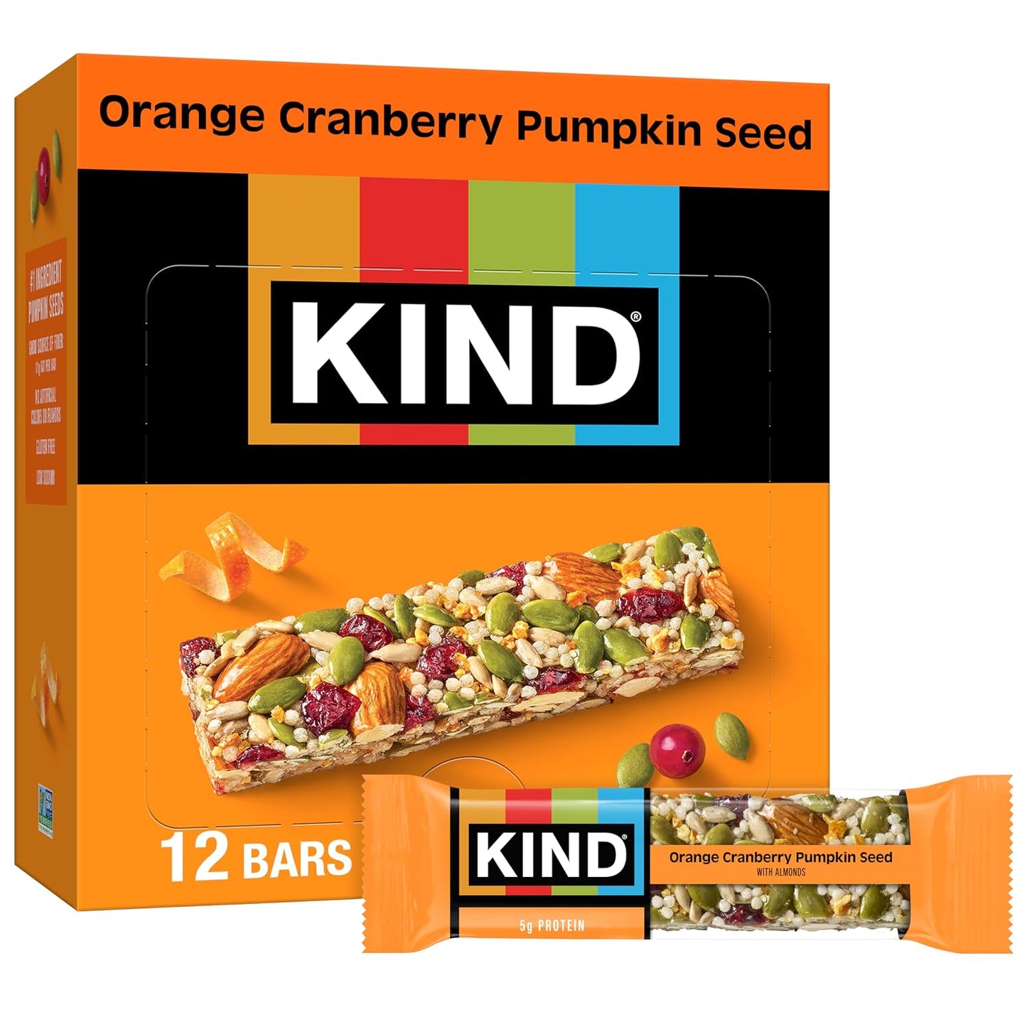 KIND Snack Bars, Cranberry Almond, Gluten Free, High Fiber, 12 Count