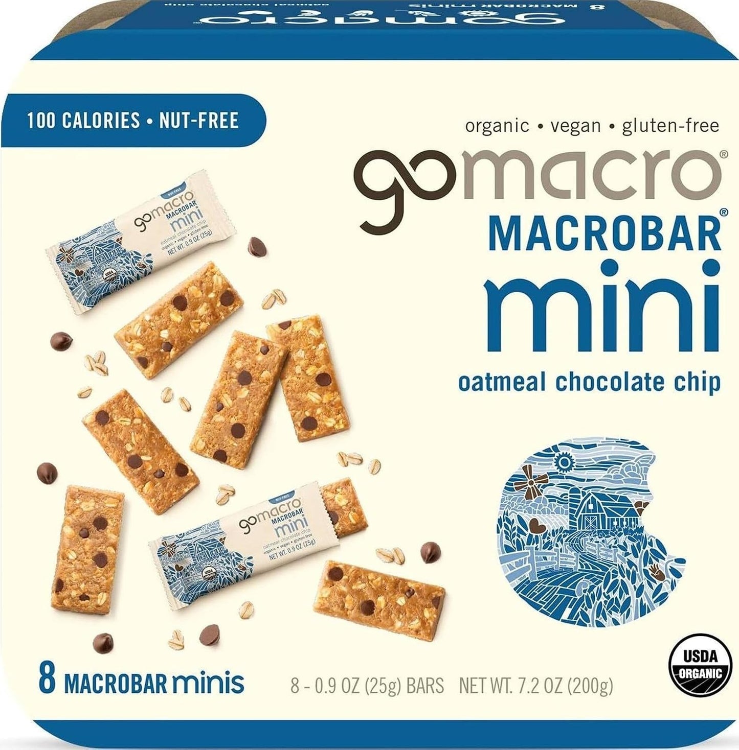 GOMACRO Organic Oatmeal Choc Chip Macrobar Minis 8 Count