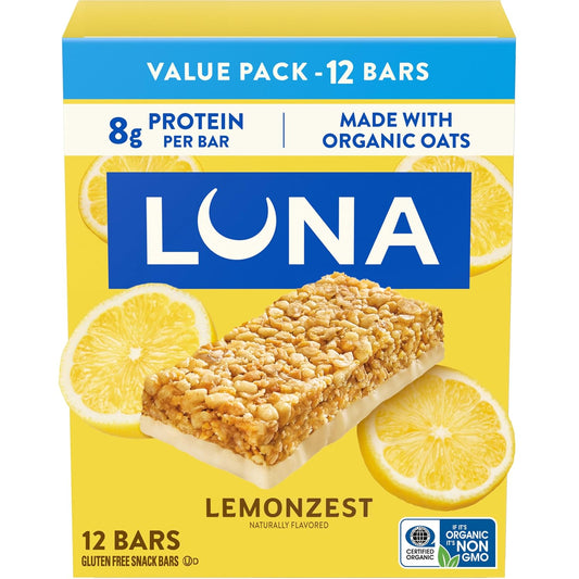LUNA Bar LemonZest Flavor Gluten Free Snack Bars Value Pack 12 Pack