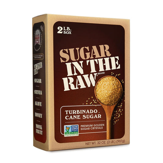 In The Raw Granulated Turbinado Cane Sugar, 2 lb Box, Pure, Natural, Non-GMO, Kosher, Vegan, Gluten Free
