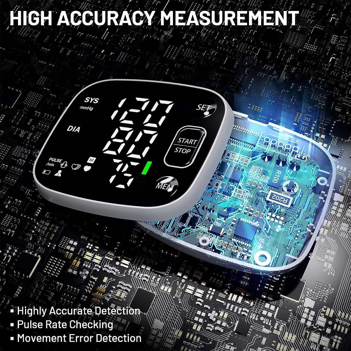 Oklar Rechargeable Wrist Digital Blood Pressure Monitor with LED Display