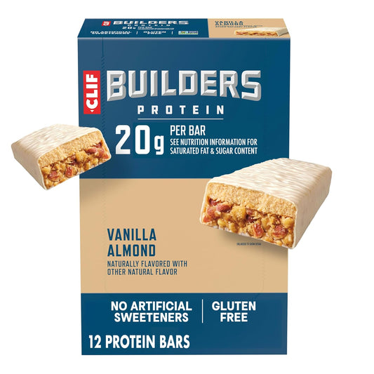 CLIF BUILDERS Vanilla Almond Flavor Plant Based Protein Bars 12 Pack