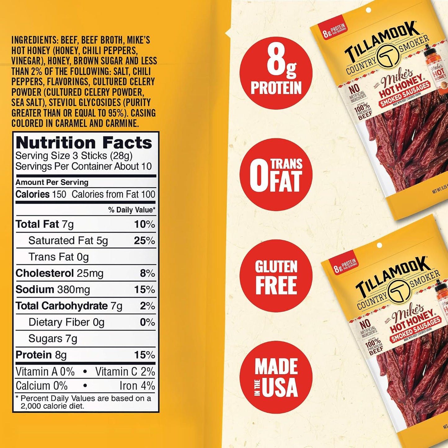 Tillamook Country Smoker 100% Premium Beef Smoked Sausage