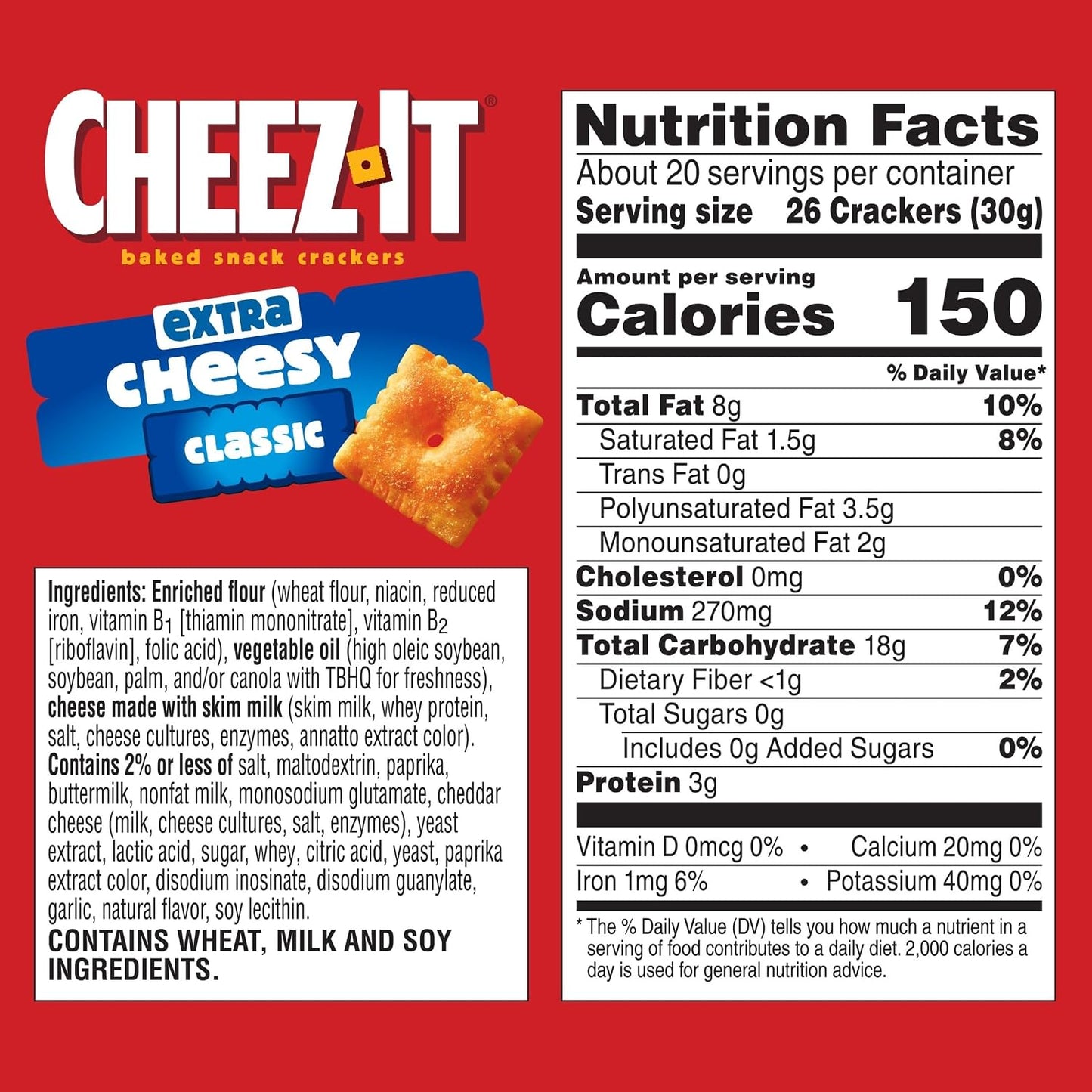 Cheez-It Cheese Crackers, Baked Snack Crackers, Family Size, 21oz Box