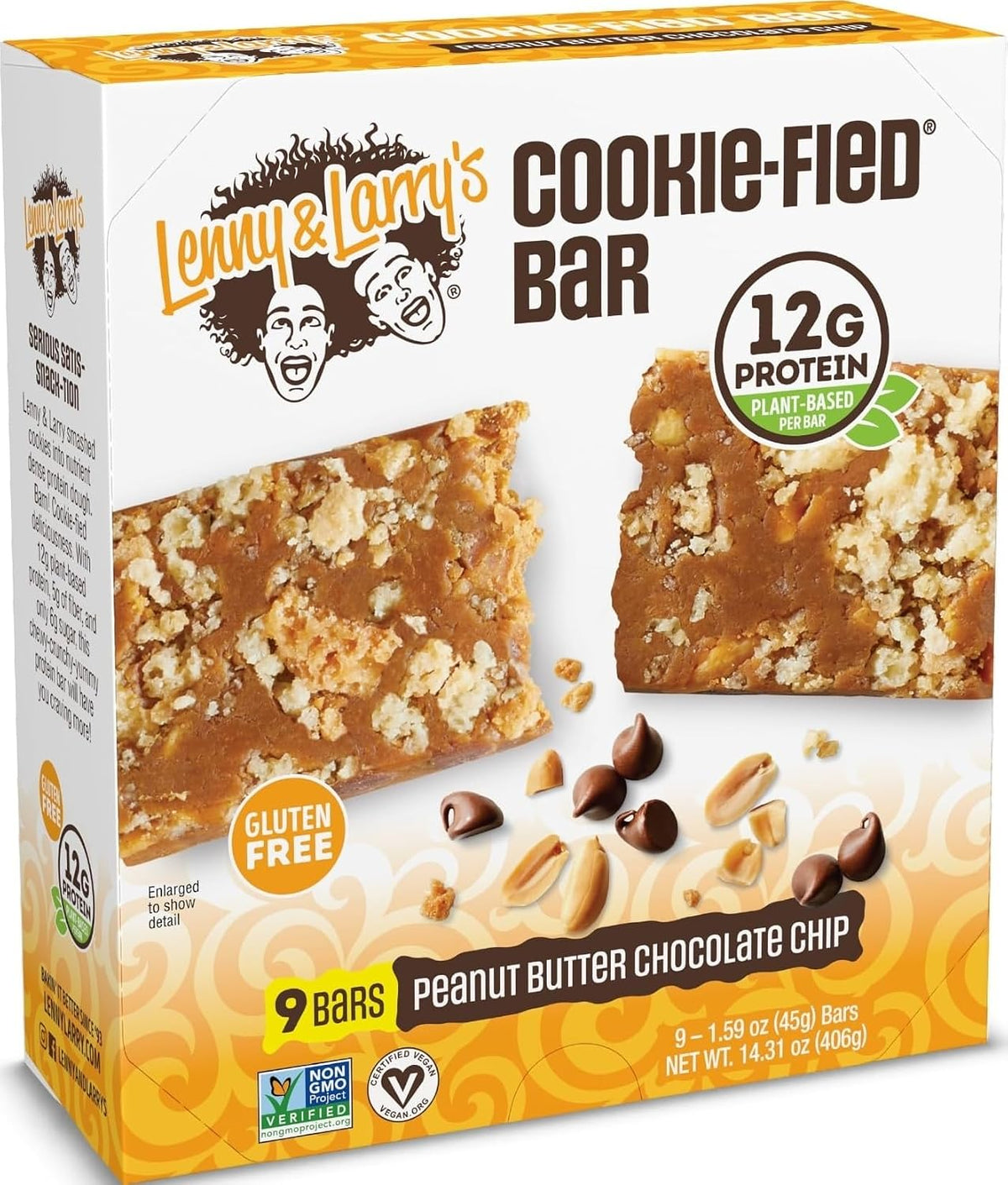 Lenny & Larry's Cookie-fied Protein Bar - Peanut Butter Chocolate Chip Vegan 9x45g