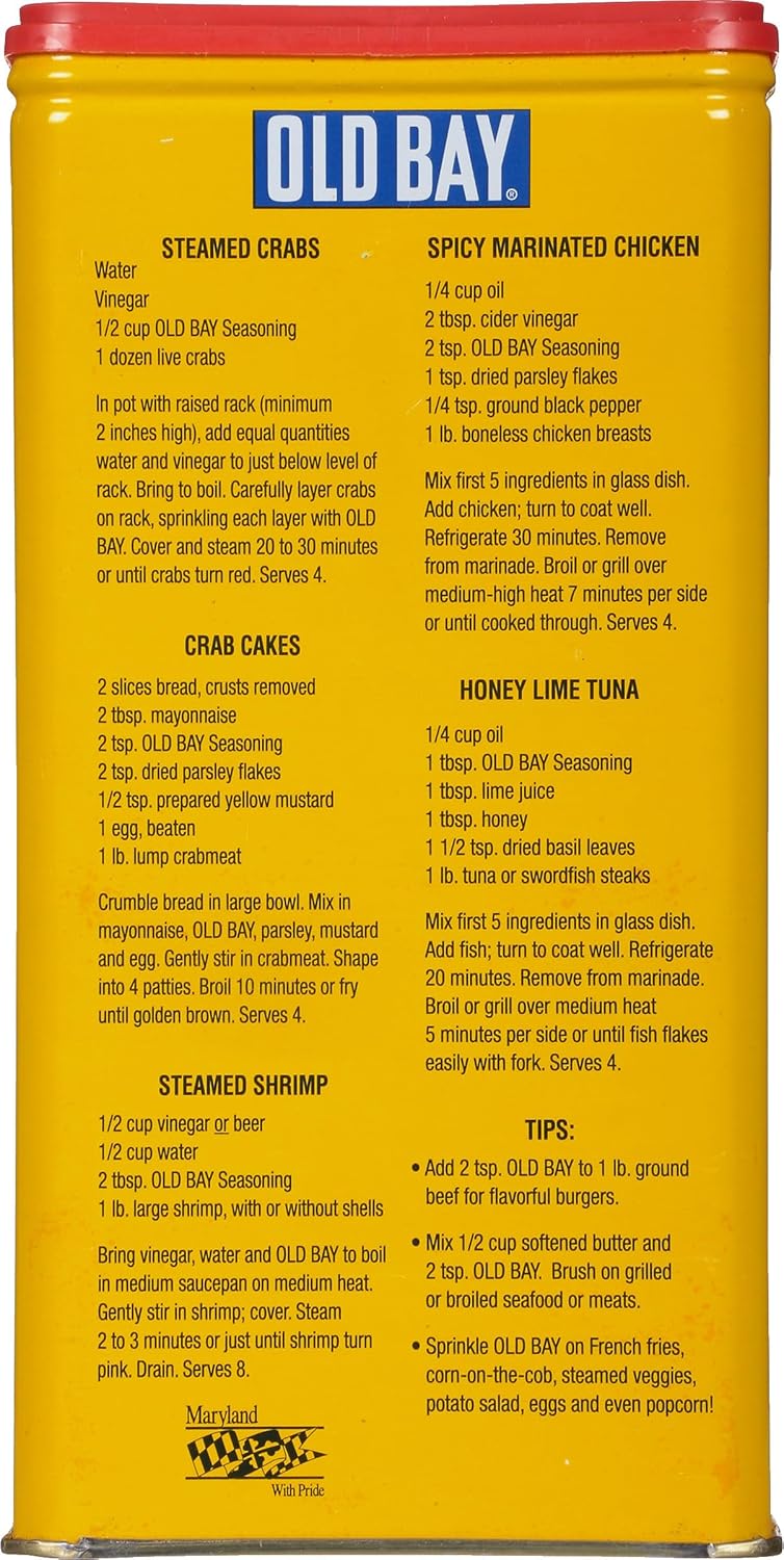 Old Bay Seasoning, 16 oz tin can, all-purpose blend of 18 spices and herbs for seafood and more