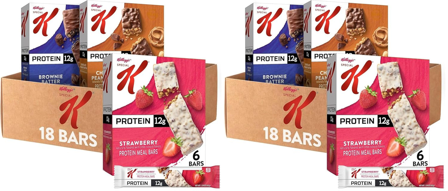 Special K Bar Protein Meal Bars, 12g Protein Snacks, 3-Flavor Variety Pack