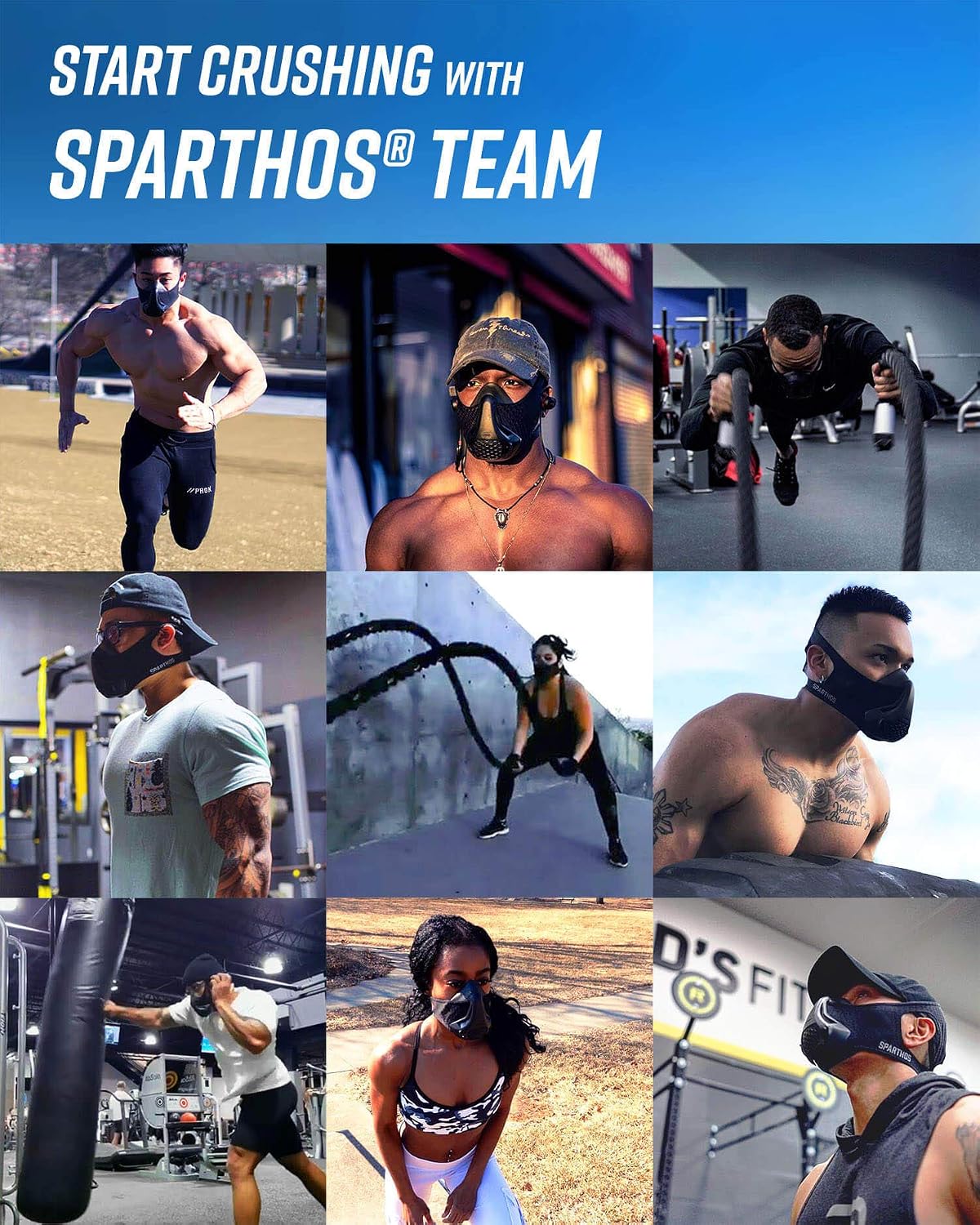 Sparthos High Altitude Mask for Fitness, Running, and Endurance Training with 16 Breathing Levels