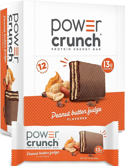 Power Crunch Protein Energy Wafer Bars, 12 Count, Peanut Butter Fudge, 1.4 Ounce